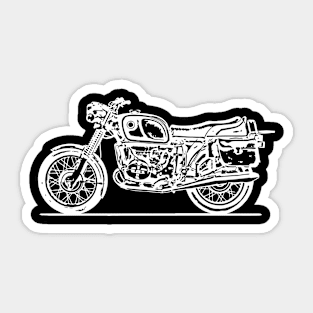 R75 Bike With Leather Pack White Sketch Art Sticker